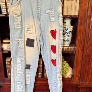 Paper lace Stylish  Women's Jeans with Heart Accents great for Valentines